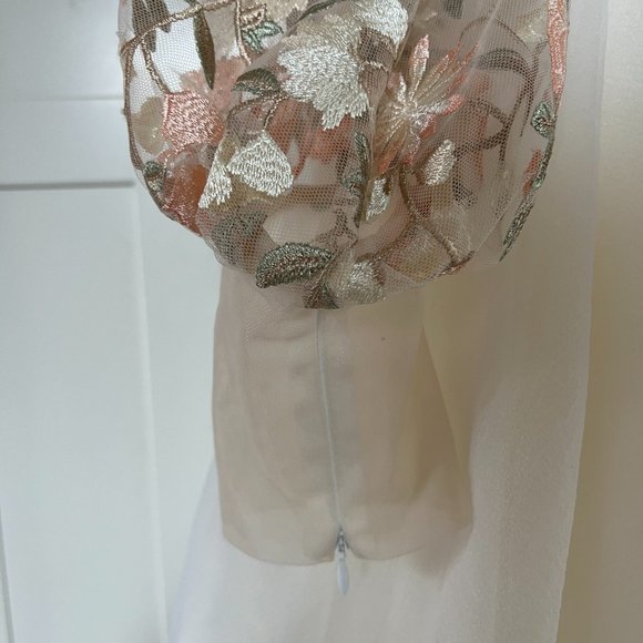 Teuta Matoshi Ivory Gown with Floral Accents - Picture 5 of 12